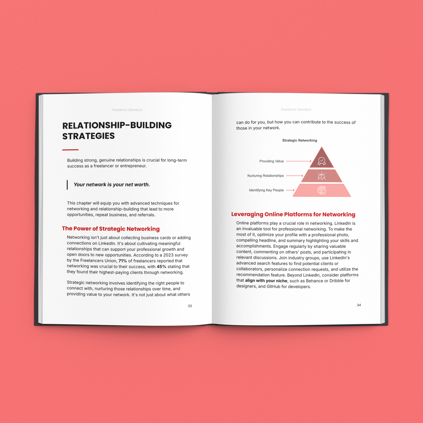 Simplicity E-Book how to excel in freelancing guide showing strategies for networking and building relationships