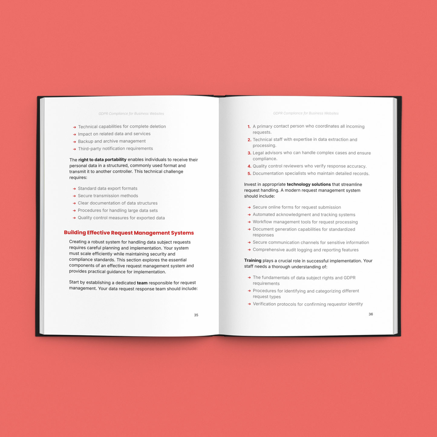 Simplicity E-Book on business website GDPR featuring guidelines for compliance and data management