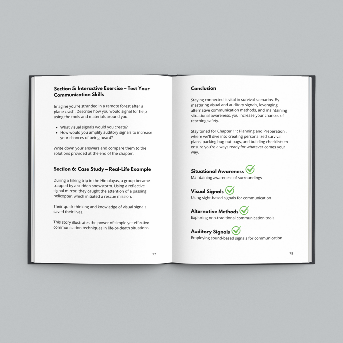 E-book on wilderness survival techniques with interactive exercises and case studies for practical learning