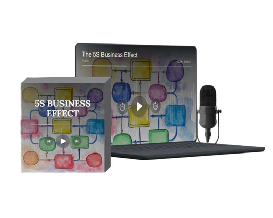 Simplicity 5S business audio course with illustrated cover and microphone for effective learning