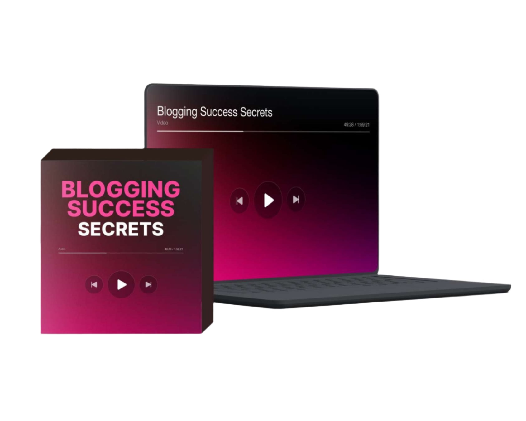 Simplicity video on blogging success strategies with a vibrant cover and play button interface