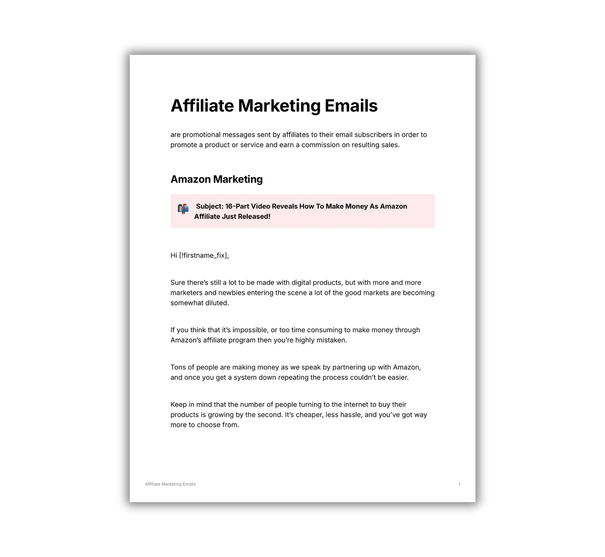 Simplicity email template bundle showcasing affiliate marketing email examples for effective outreach