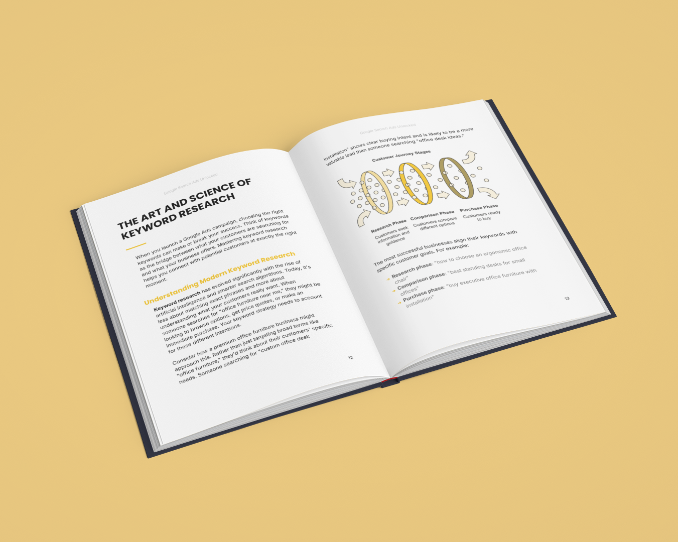 Open Simplicity E-Book on Google Ads profit strategies with keyword research insights and illustrations