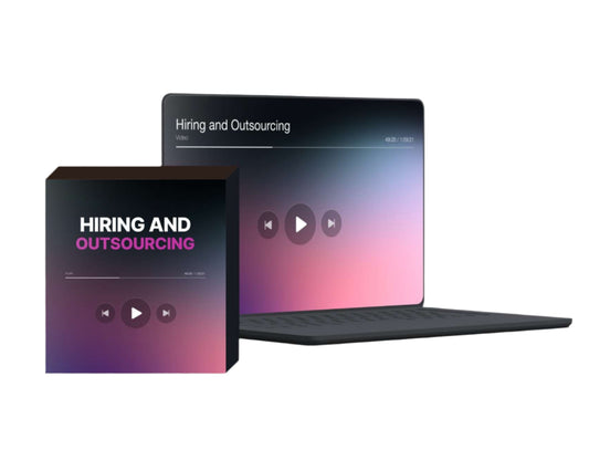 Simplicity video on hiring and outsourcing strategies with sleek design and play button interface