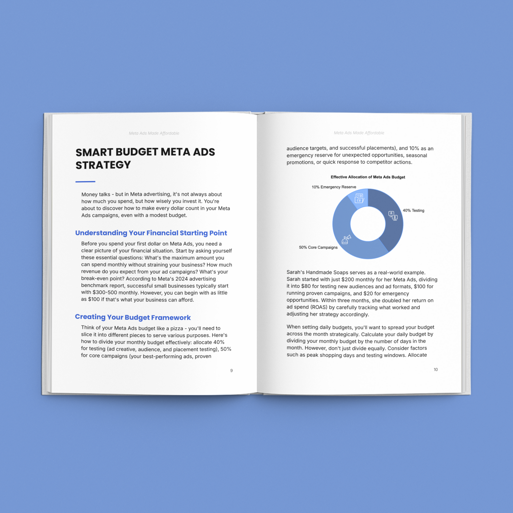 Open E-Book titled Smart Budget Meta Ads Strategy with insights on Meta ads budget strategies