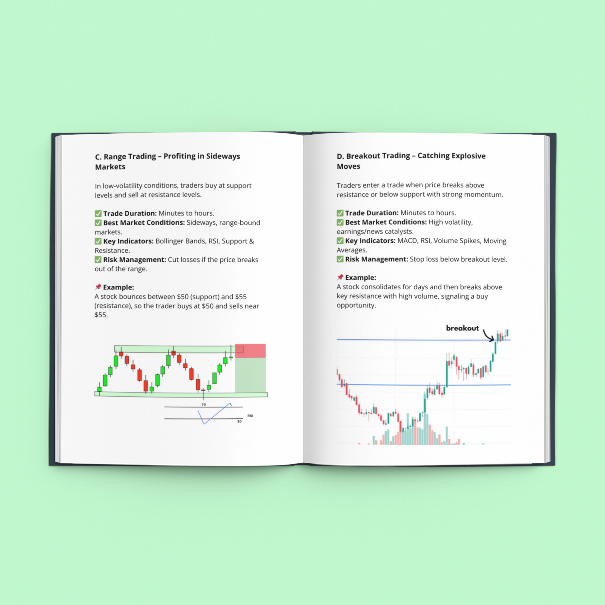 Day Trading Mastery E-Book Cover featuring mastering day trading for beginners with strategies and charts