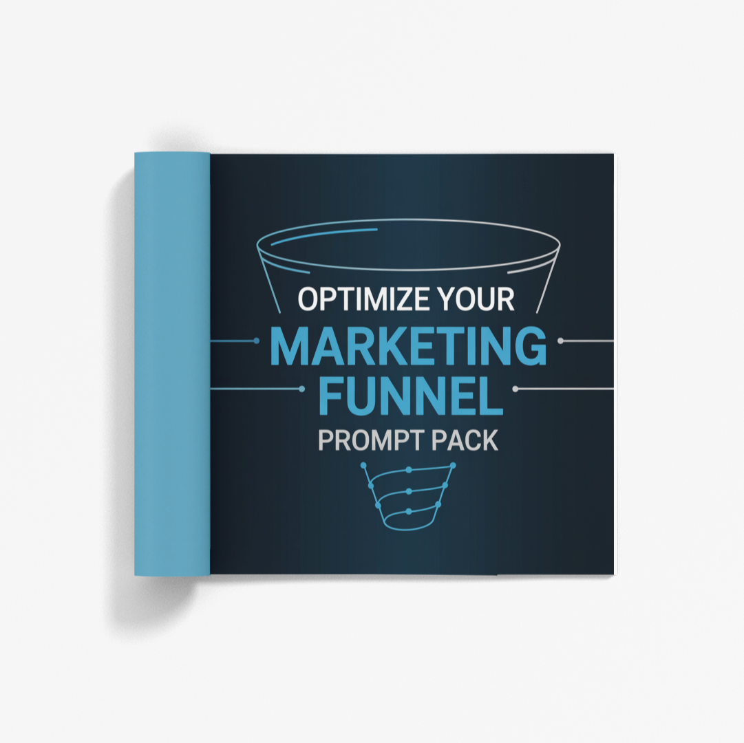 Simplicity Optimize Sales Funnel ebook cover featuring marketing funnel illustrations and prompt pack title