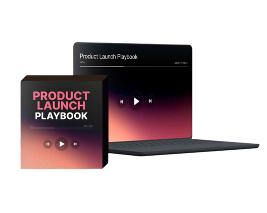 Simplicity step-by-step product launch Video course displayed on a tablet and in a box with play icons