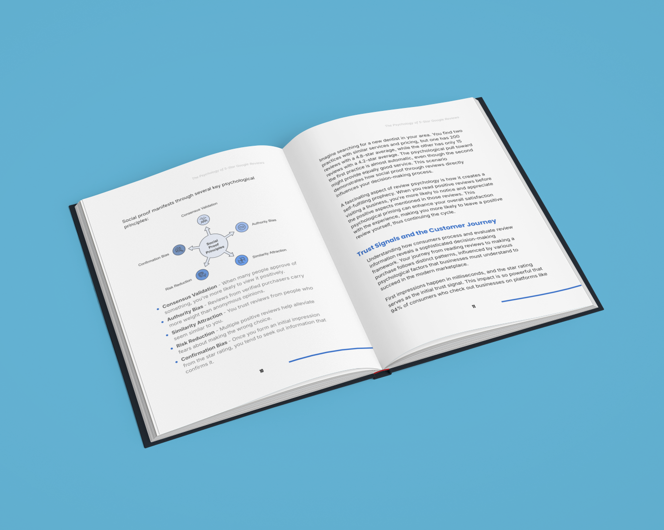 Simplicity E-Book featuring a 5-star Google reviews guide with open pages and helpful diagrams