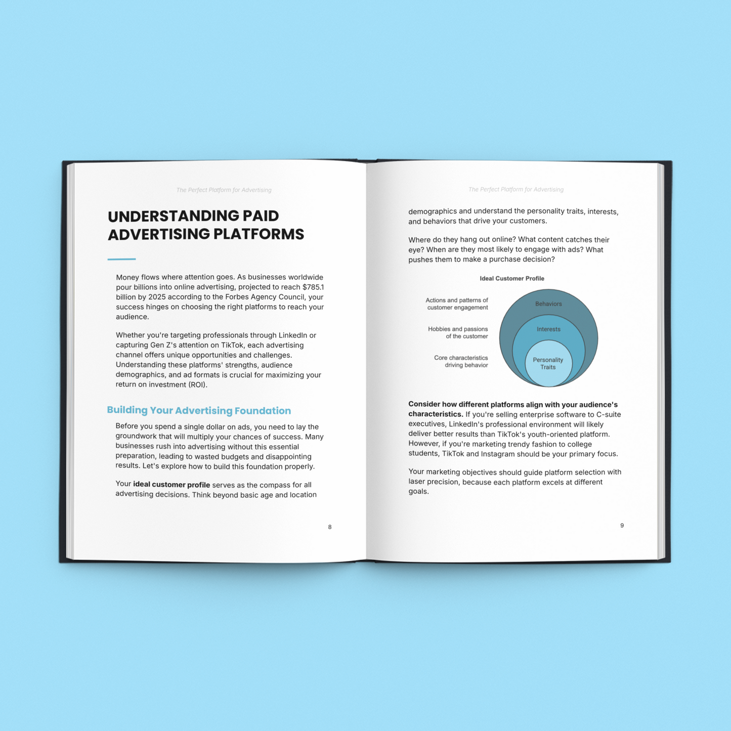 Simplicity E-Book on advertising platform course featuring insights on audience engagement and marketing strategies
