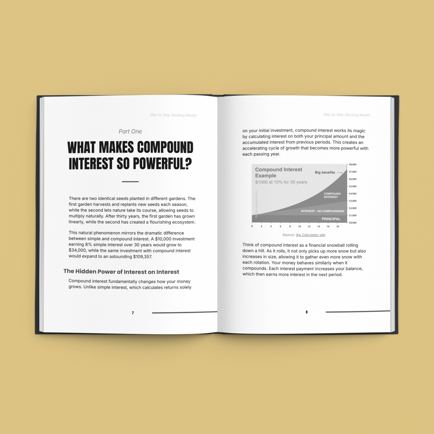 Simplicity E-Book featuring a financial freedom guide with insights on compound interest