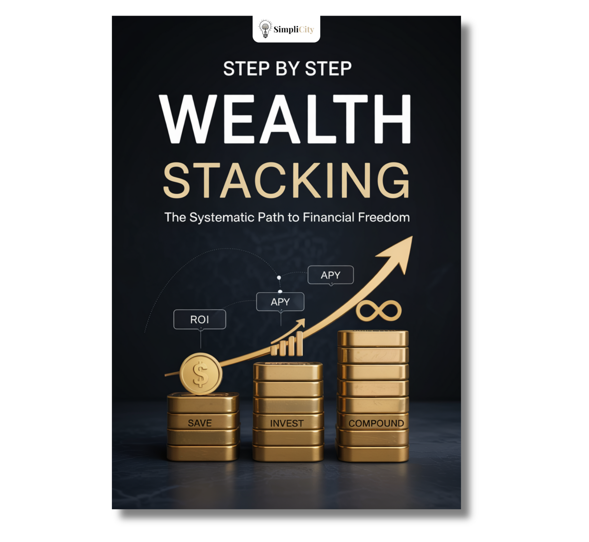 Simplicity Step by Step Wealth Stacking E-Book Cover for Financial Freedom Guide