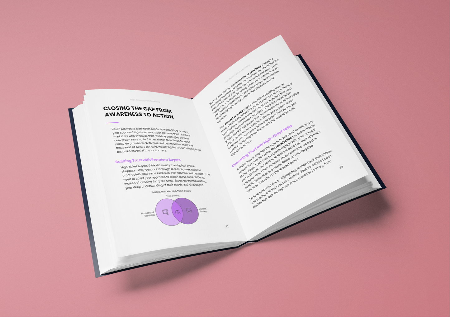 Open E-Book featuring the High-Ticket Affiliate Marketing Guide with actionable insights and strategies