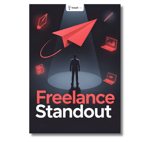 E-Book titled Freelance Standout by Simplicity featuring a guide on how to excel in freelancing guide