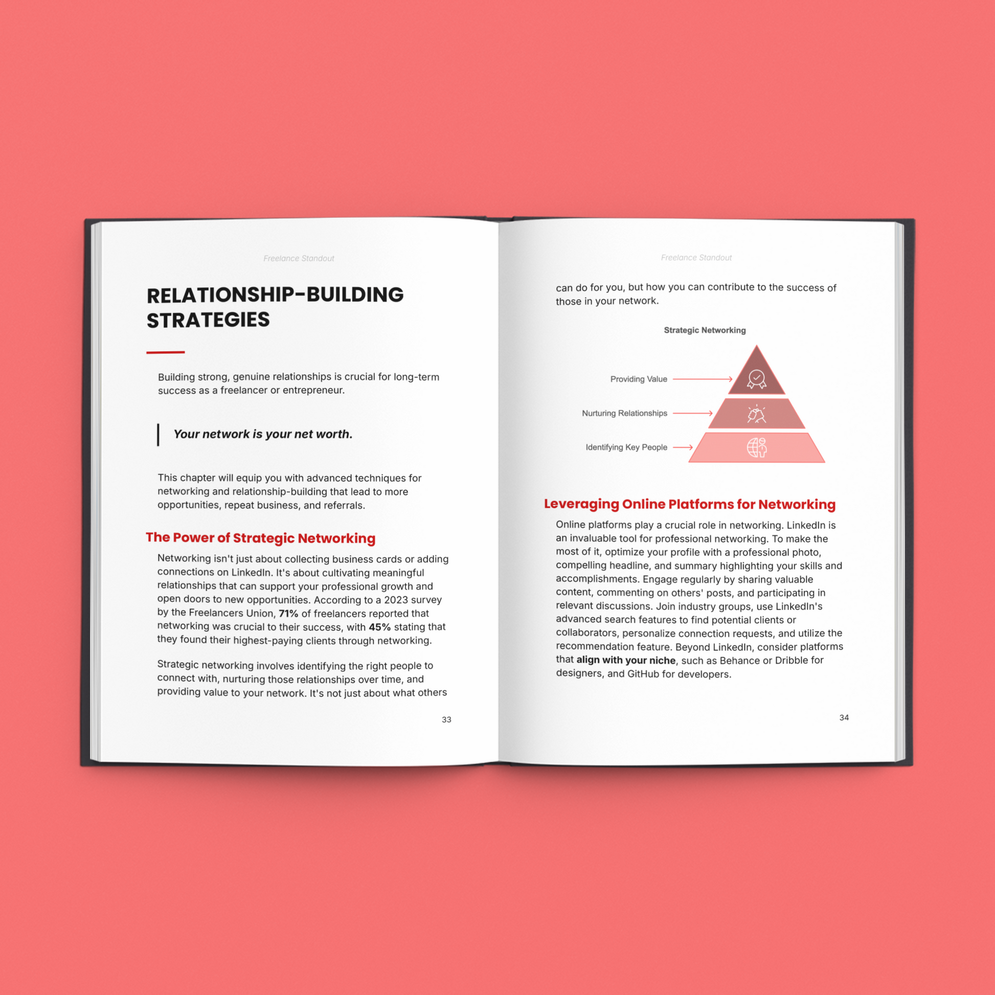 Simplicity E-Book how to excel in freelancing guide showing strategies for networking and building relationships