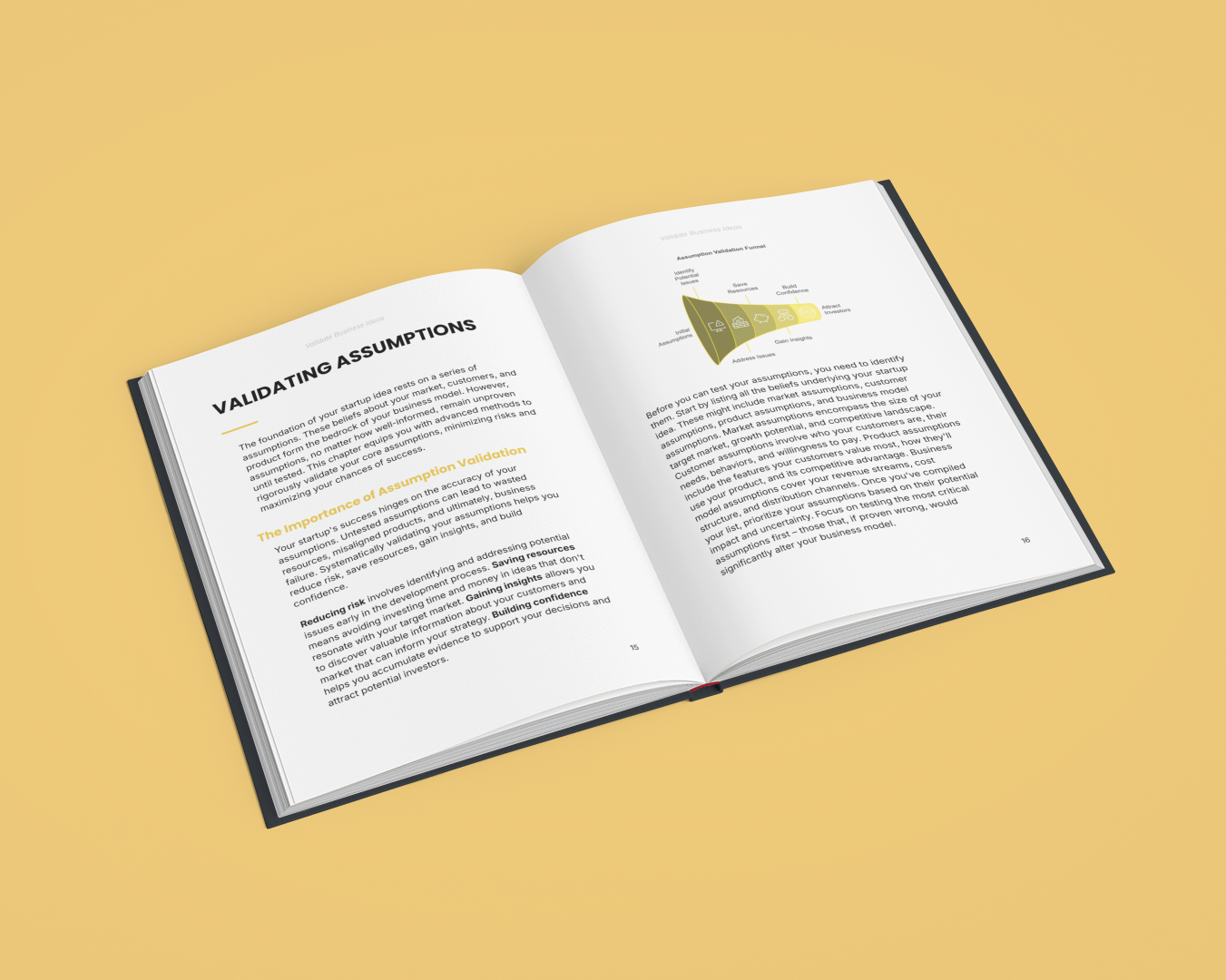 Simplicity E-Book on how to validate a startup idea with open pages showcasing validation techniques