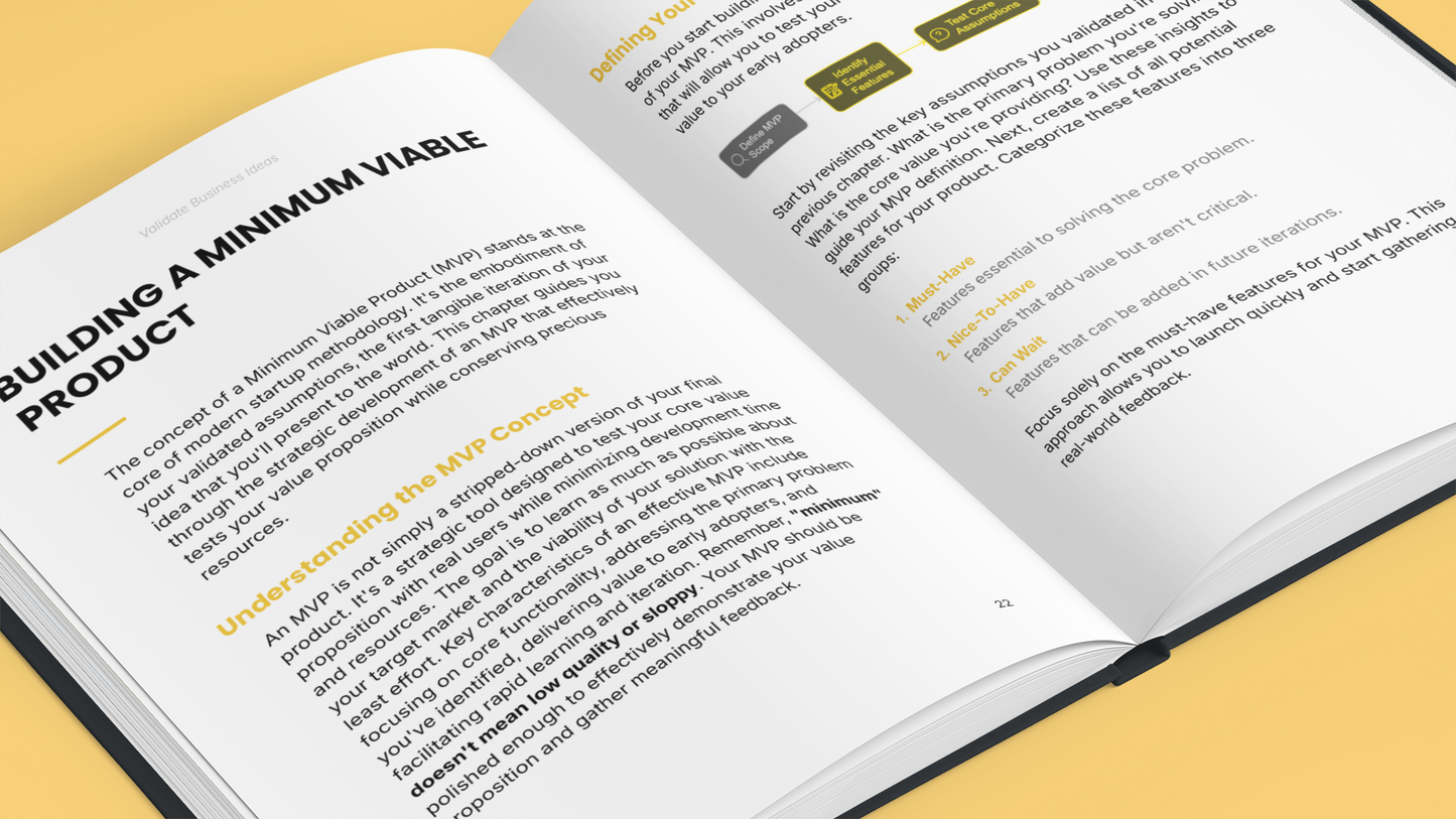 Simplicity E-Book on how to validate a startup idea with detailed insights on building a minimum viable product