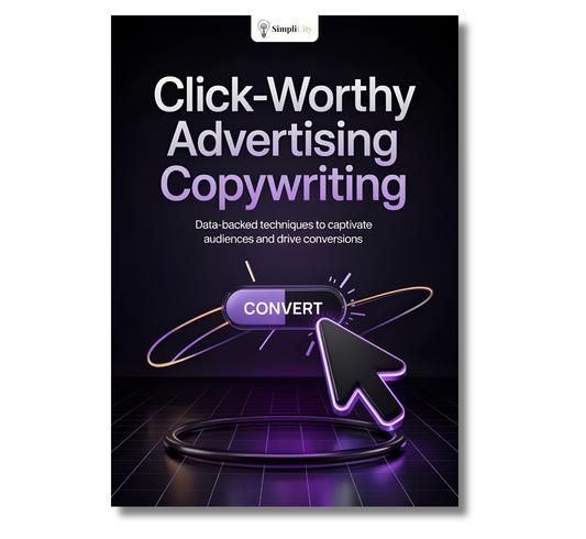 Simplicity E-Book on how to learn copywriting for conversions with click-worthy advertising techniques