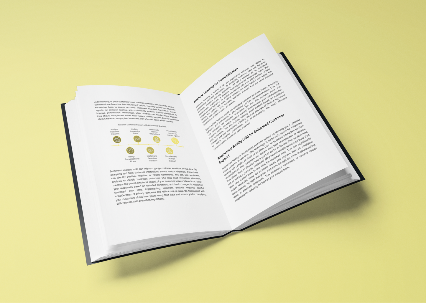 Simplicity E-Book on online customer service strategies with open pages displaying valuable insights