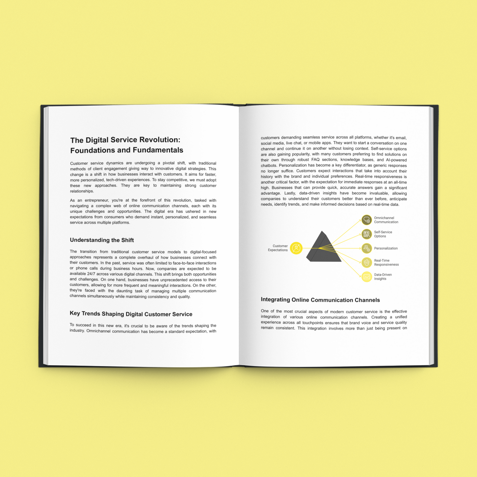 Simplicity E-Book on online customer service strategies showcasing digital service concepts and integration tips