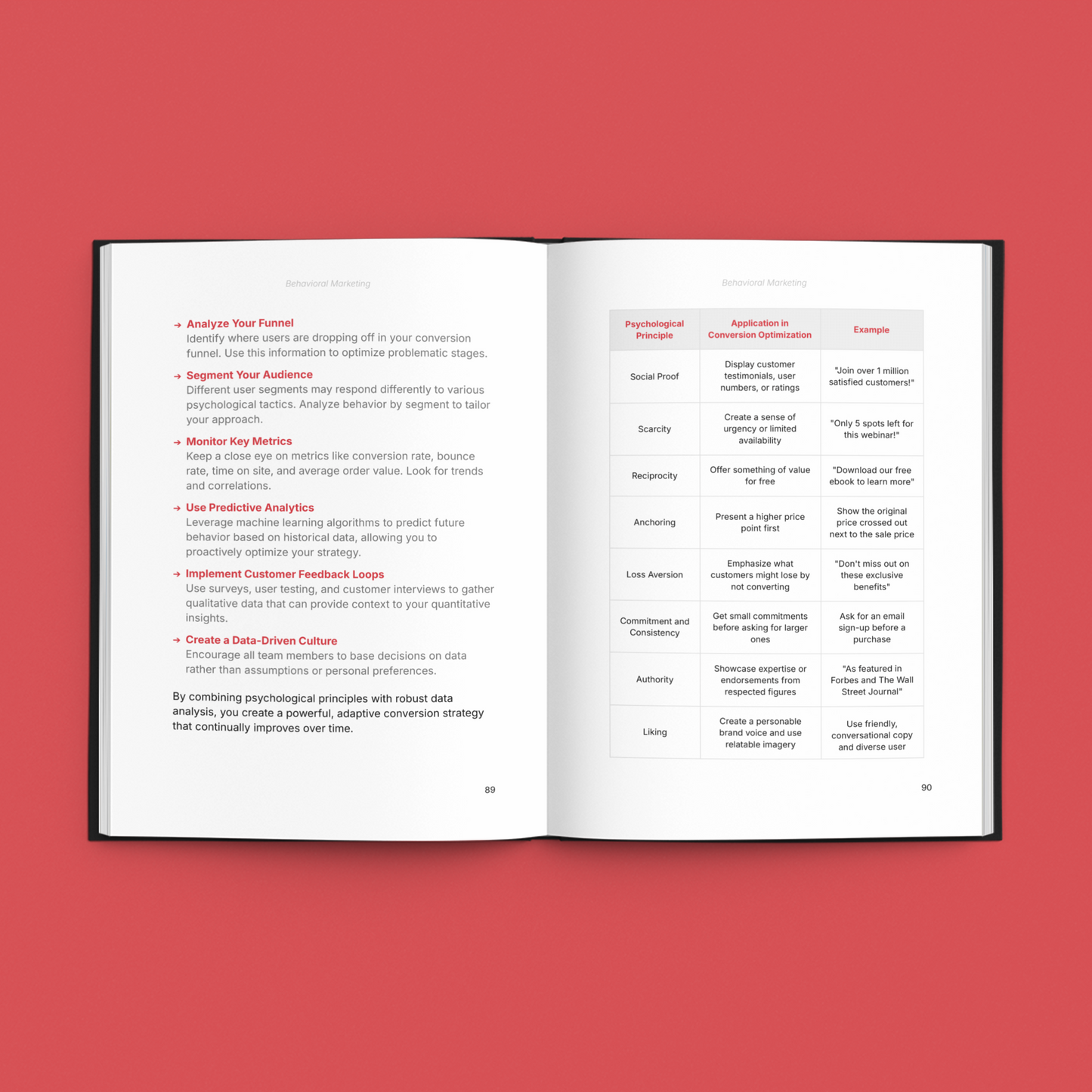 Simplicity E-Book showcasing strategies for predictable decisions in marketing on red background