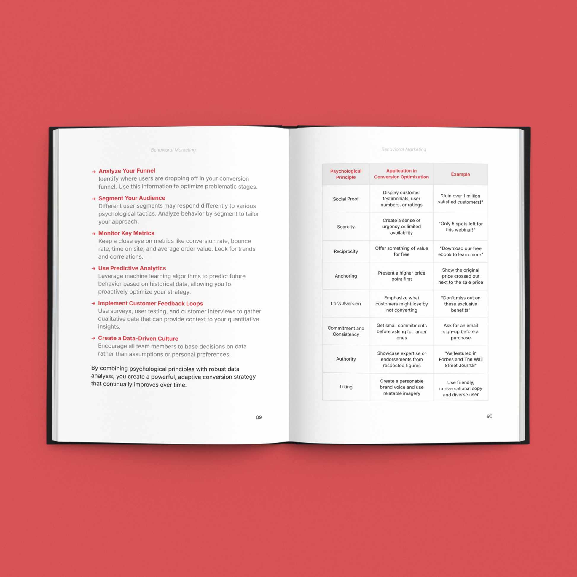 Simplicity E-Book showcasing strategies for predictable decisions in marketing on red background