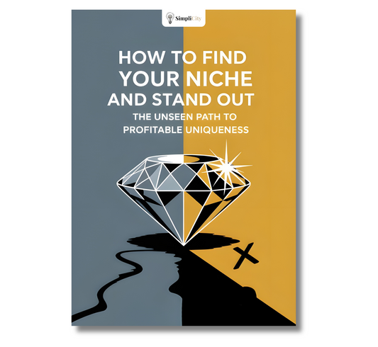 E-Book titled How to Find Your Niche and Stand Out with a diamond graphic, covering profitable niche strategies