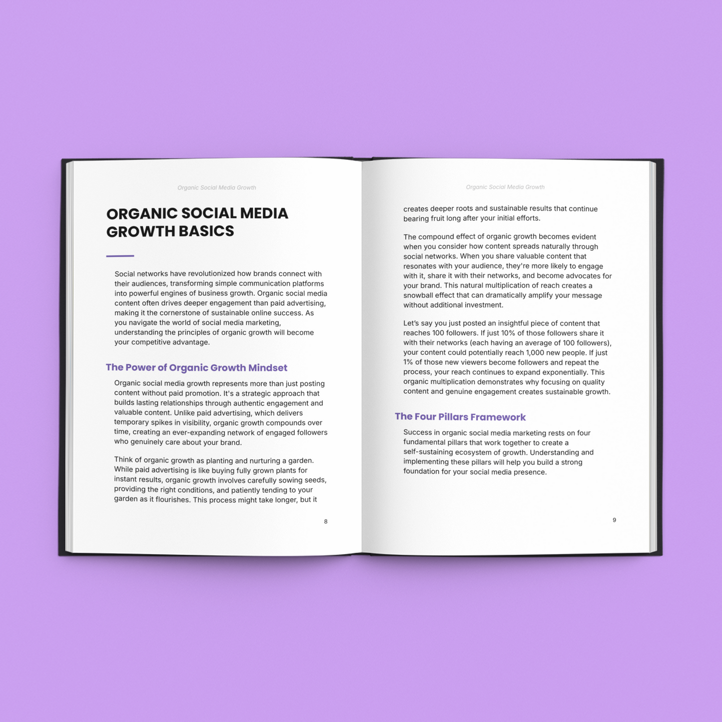 Simplicity E-Book on social media growth strategies with tips and frameworks for effective online marketing