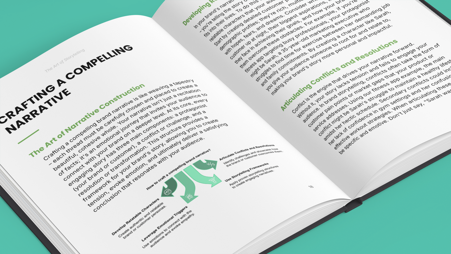 Simplicity E-Book on storytelling techniques course featuring narrative crafting tips and techniques