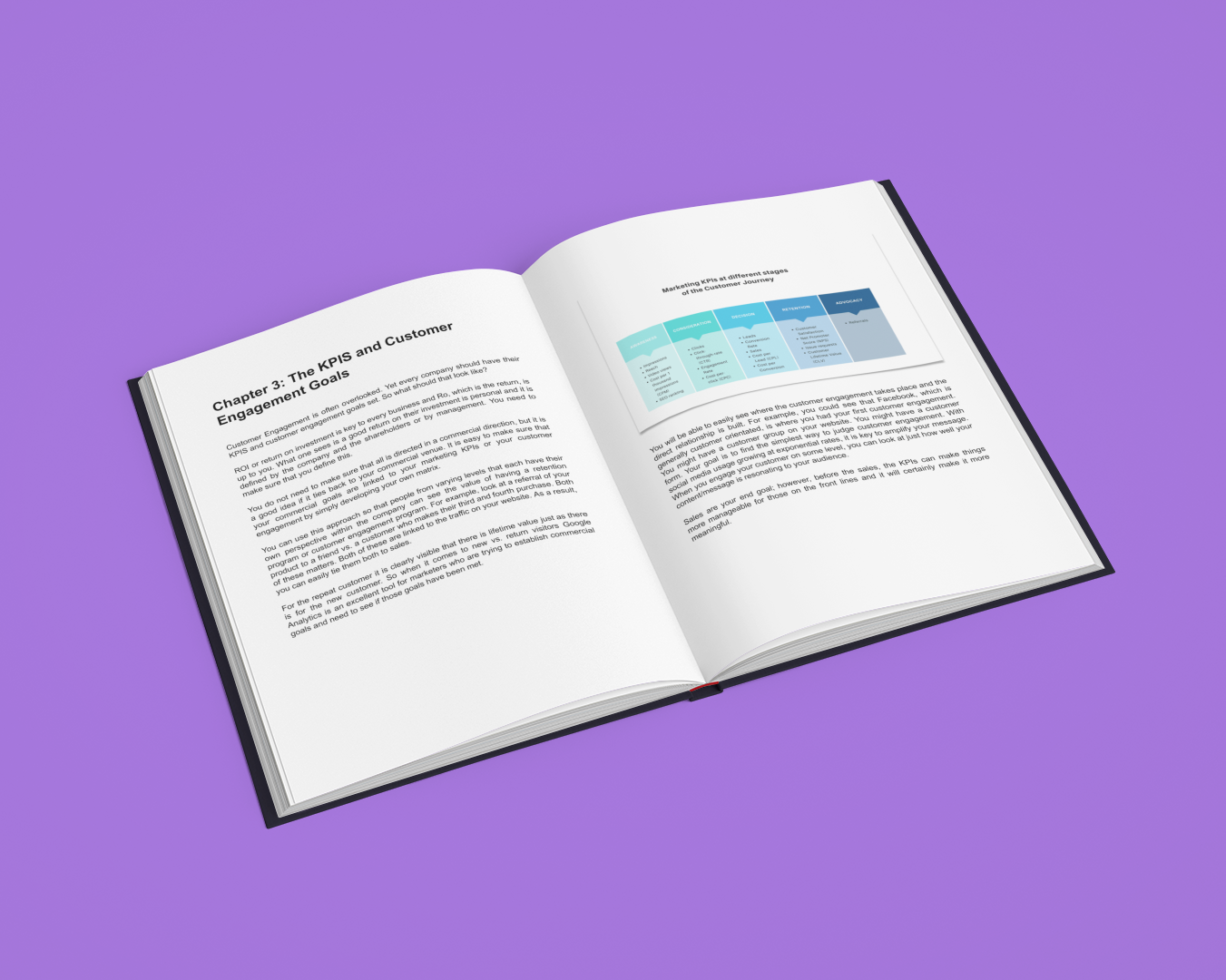 Open e-book on viral marketing strategies with customer engagement chapter and diagrams