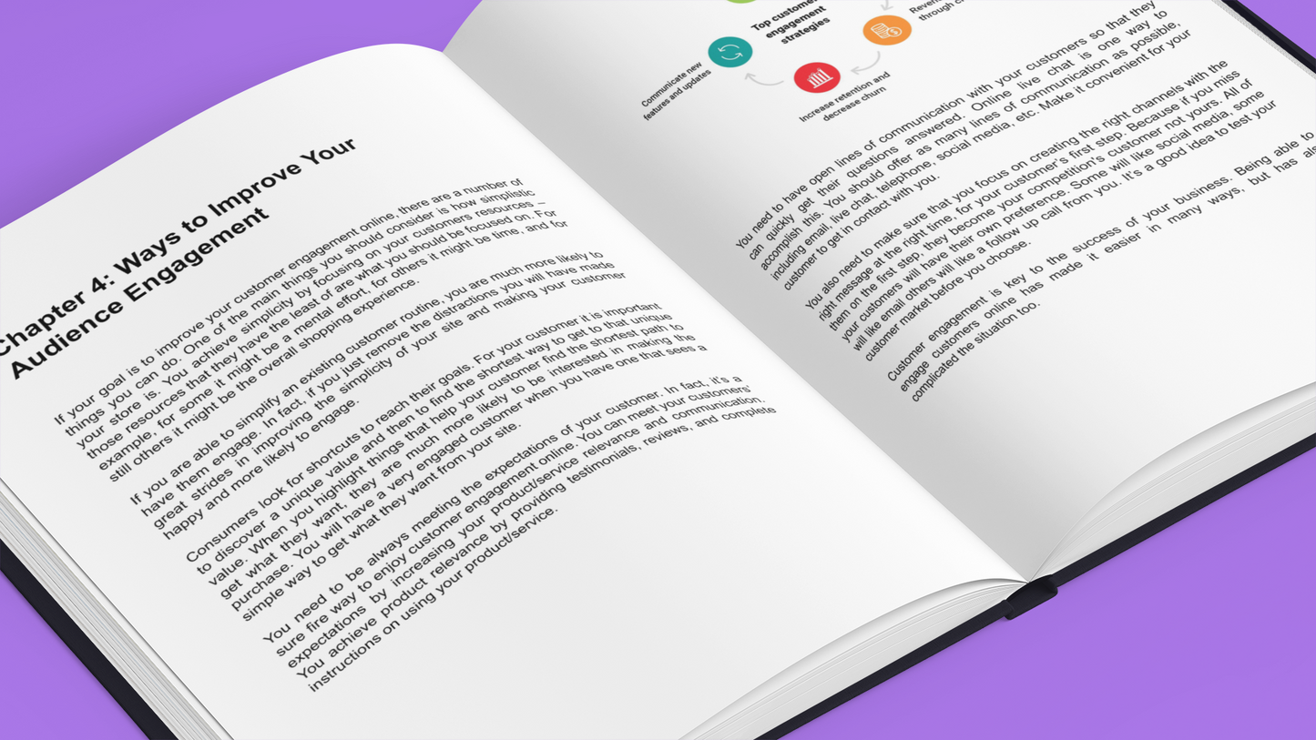 Simplicity E-Book on viral marketing strategies showcasing Chapter 4 on audience engagement