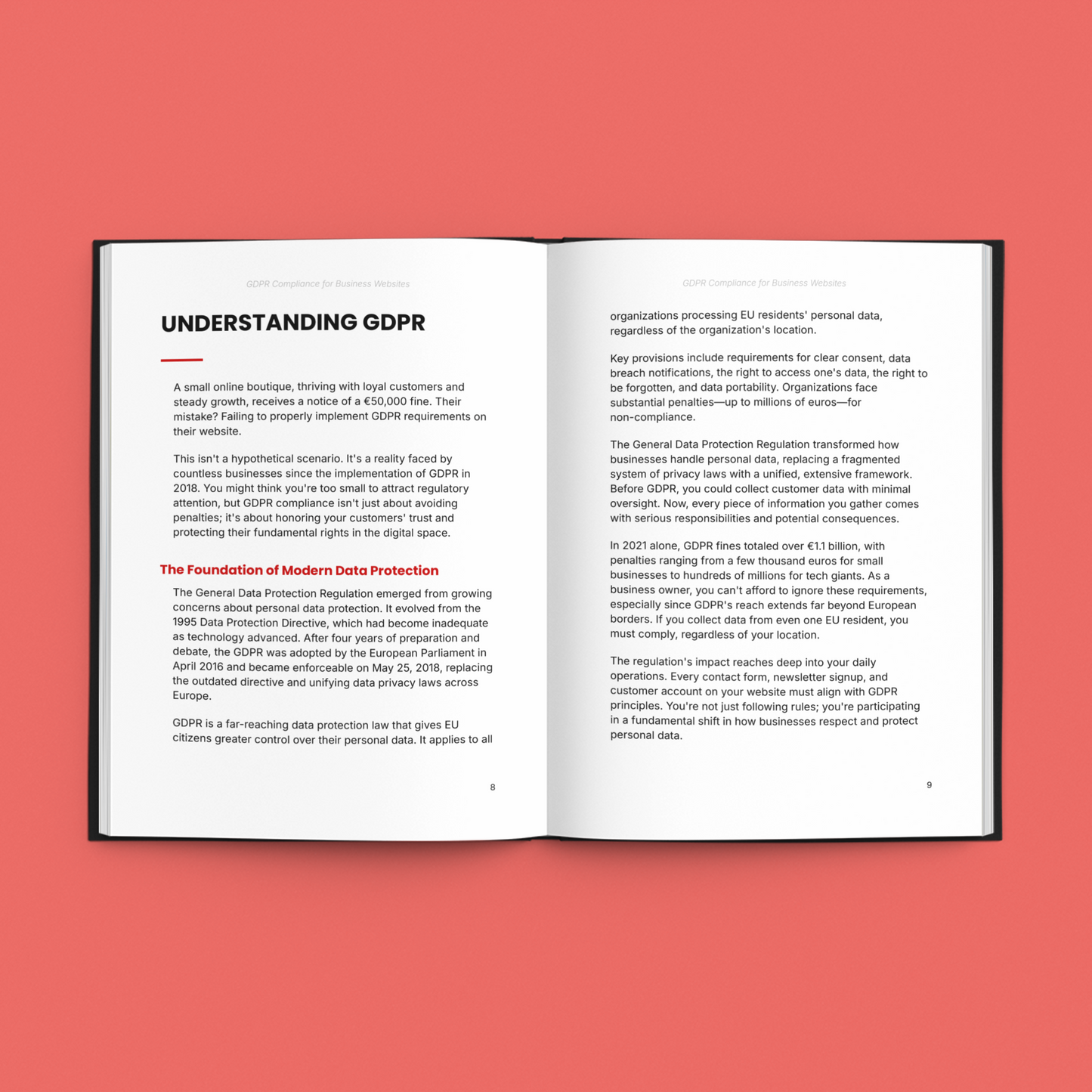 Simplicity E-Book on business website GDPR with insights on data protection and compliance