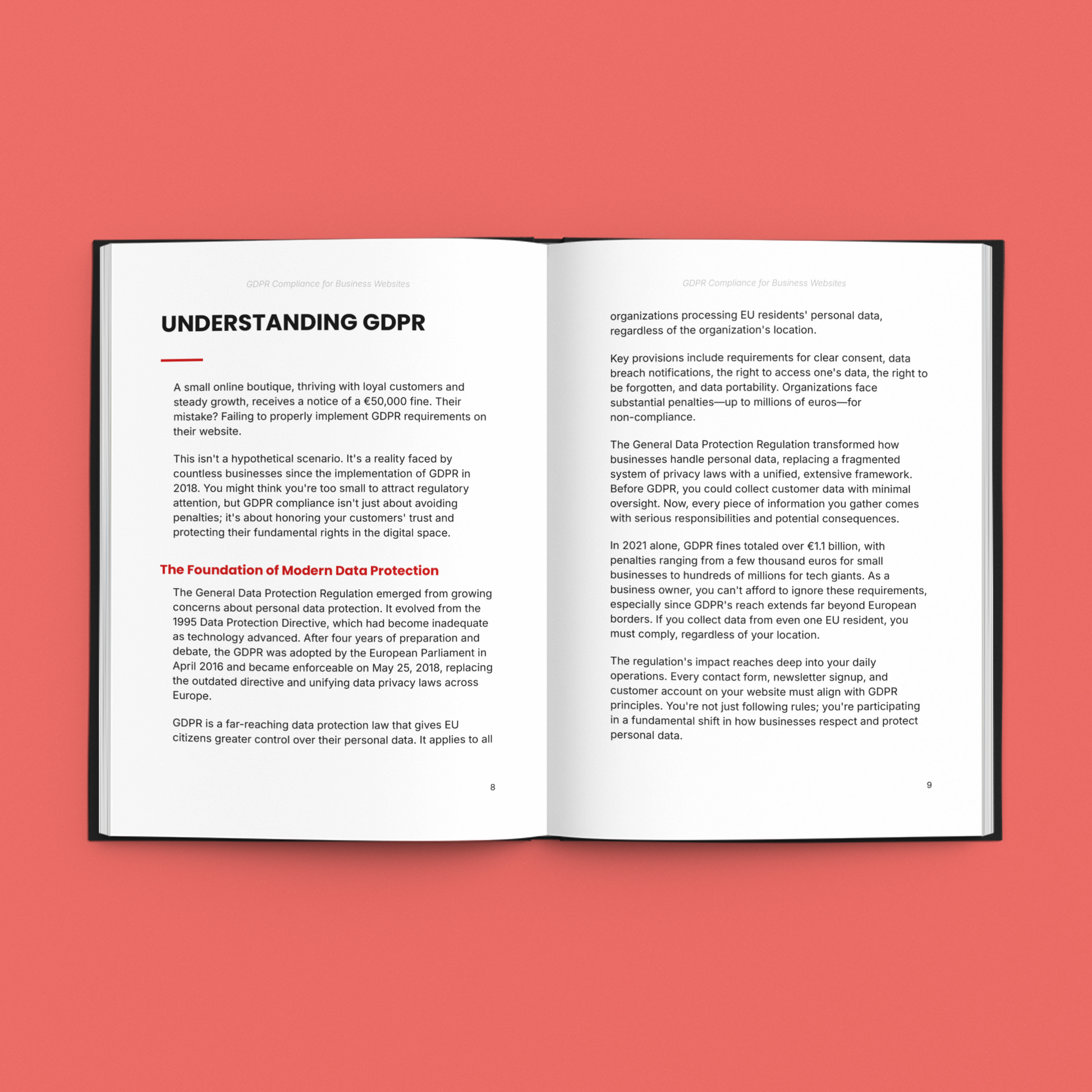 Simplicity E-Book on business website GDPR with insights on data protection and compliance