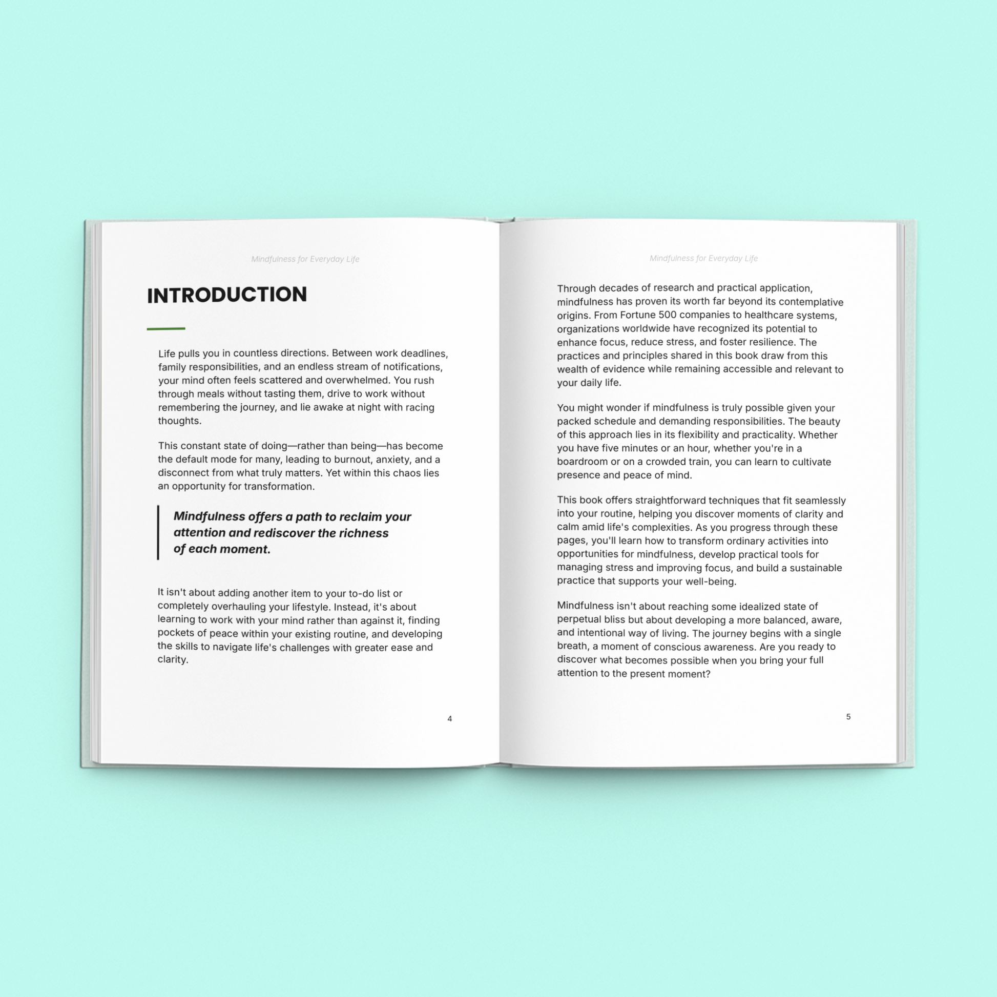 Simplicity E-Book on daily mindfulness practice with clear strategies for enhancing awareness