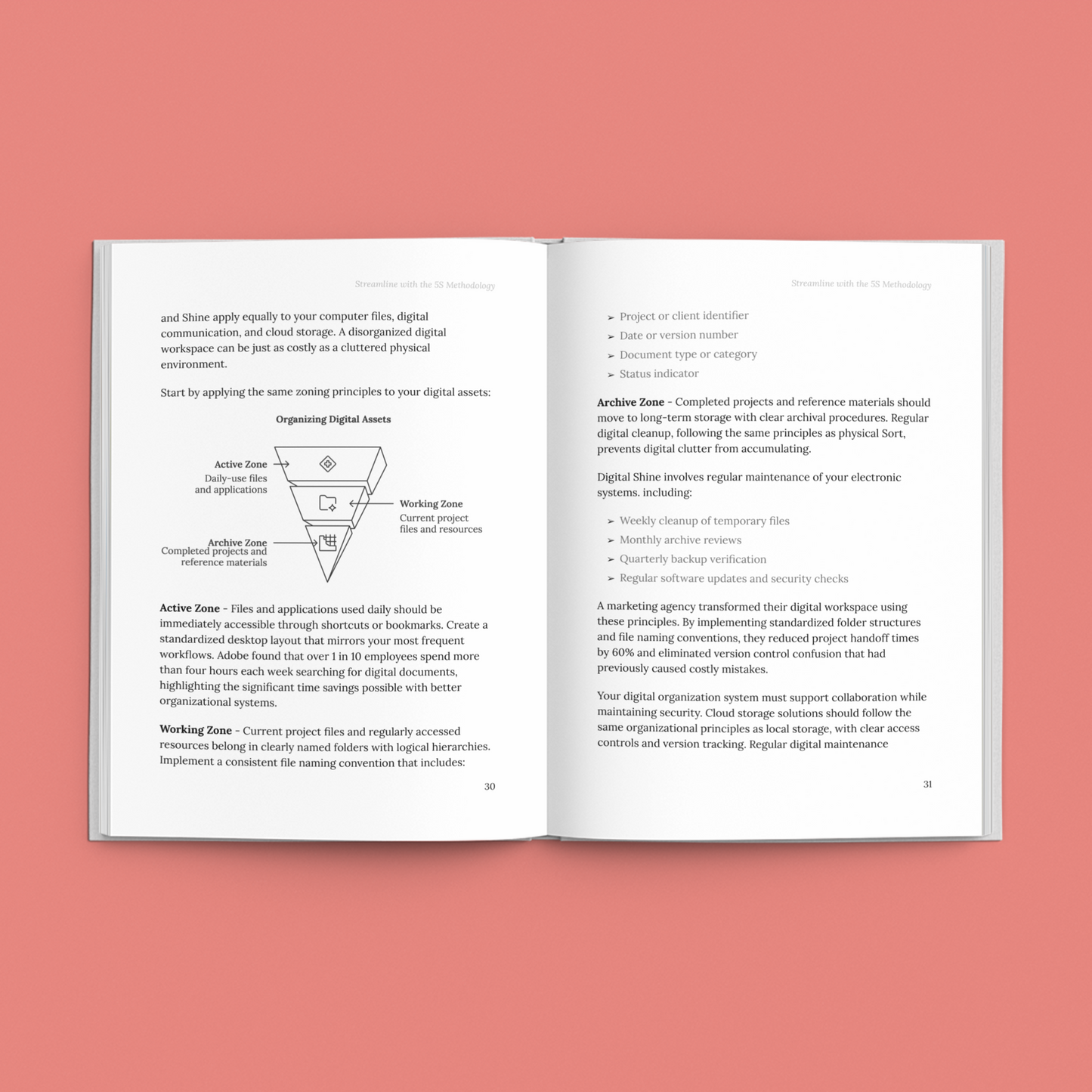 Open E-Book by Simplicity on streamlining process with 5S showcasing digital asset organization