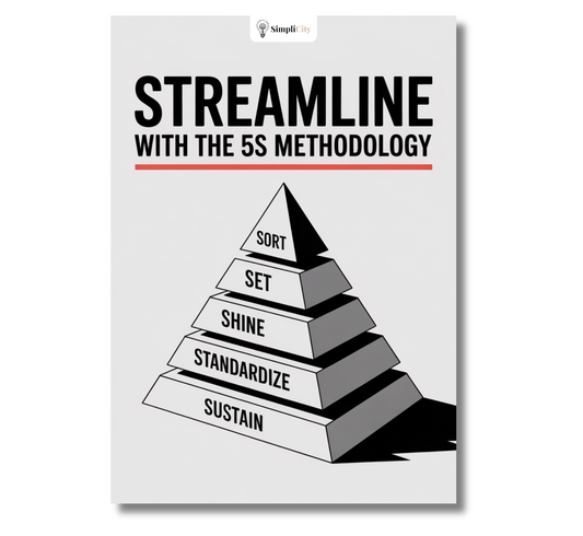 E-Book by Simplicity on how to streamline process with 5S featuring a pyramid diagram