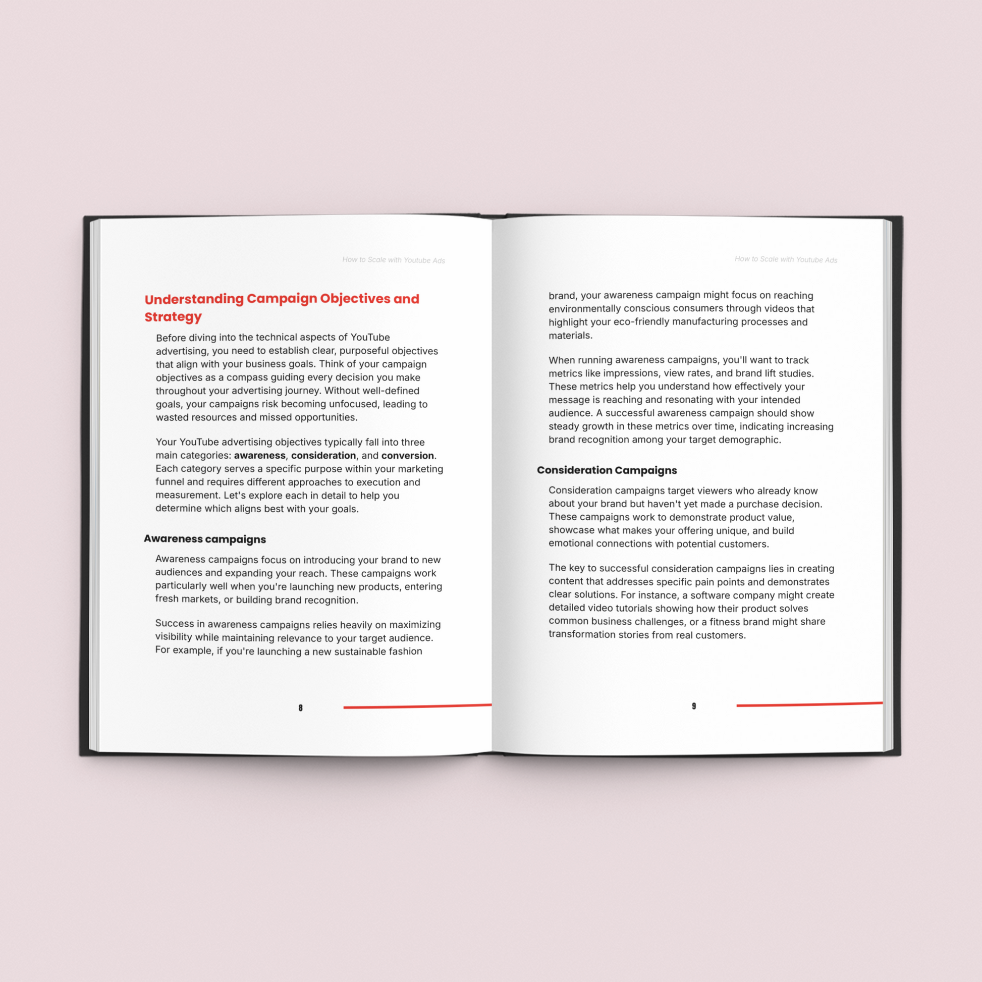 Simplicity E-Book featuring YouTube Ads course for beginners with campaign objectives and strategies