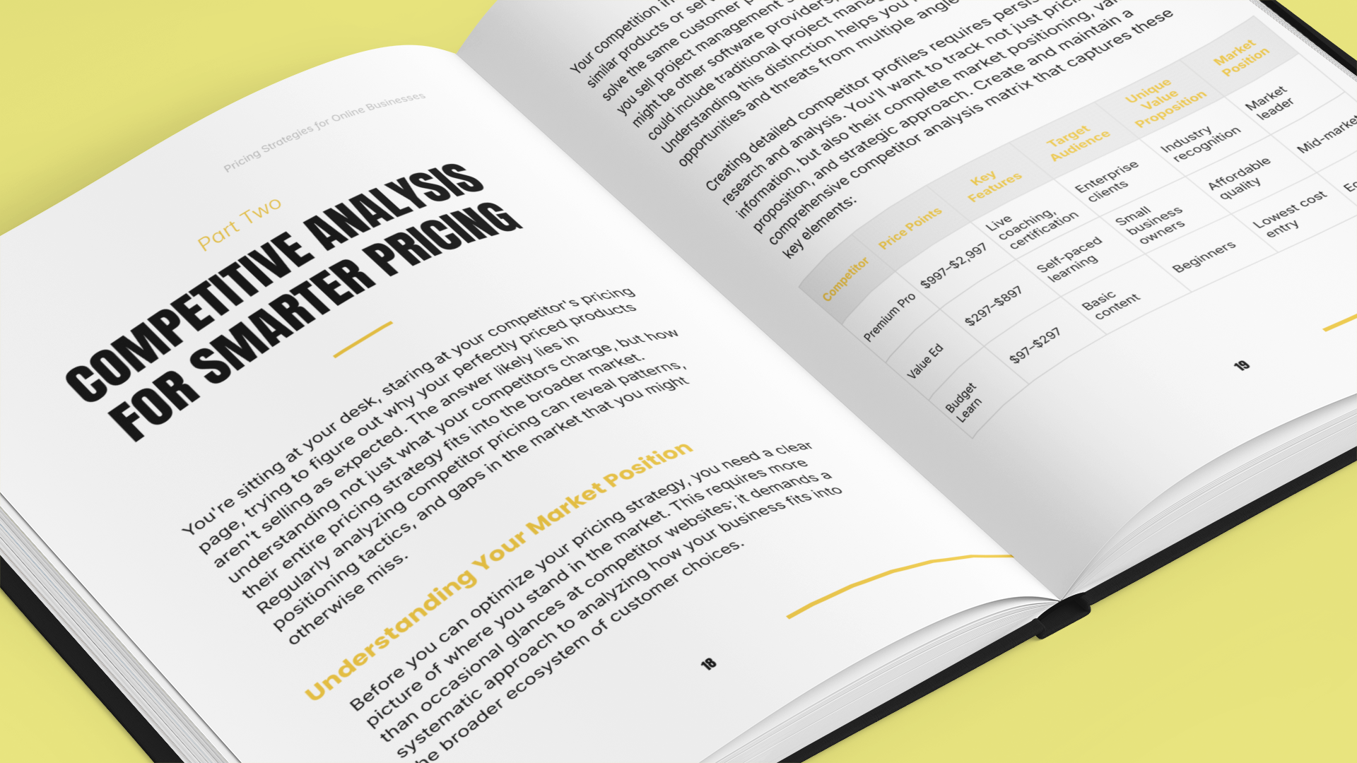Simplicity E-Book on scalable business pricing methods with competitive analysis and market position insights