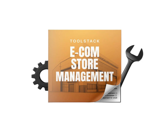 Toolstack e-commerce store management course with gear and wrench design for effective learning